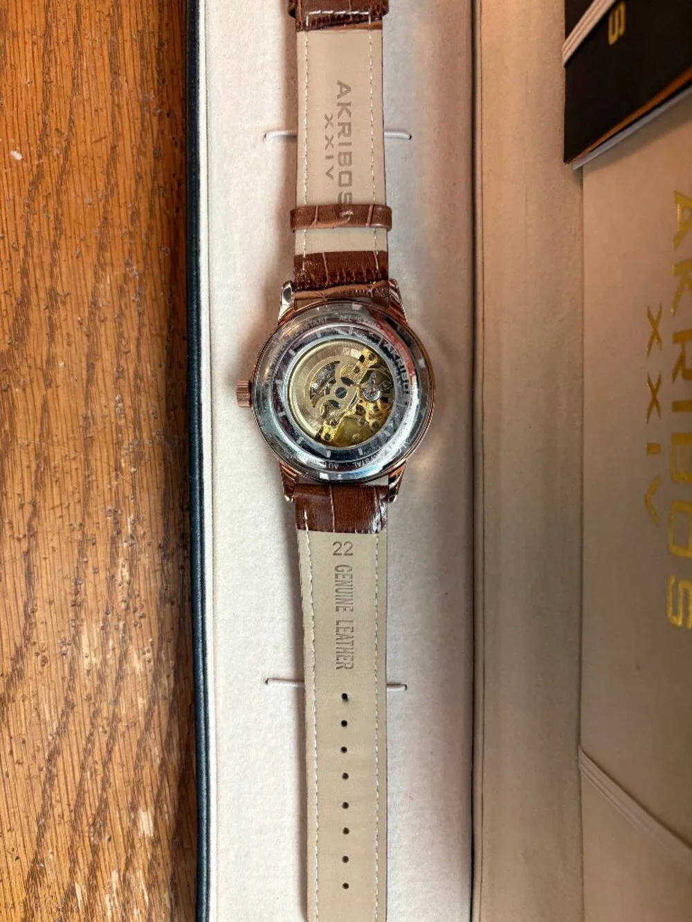 Akribos XXIV Men's Skeleton Watch Mechanical Hand-Winding